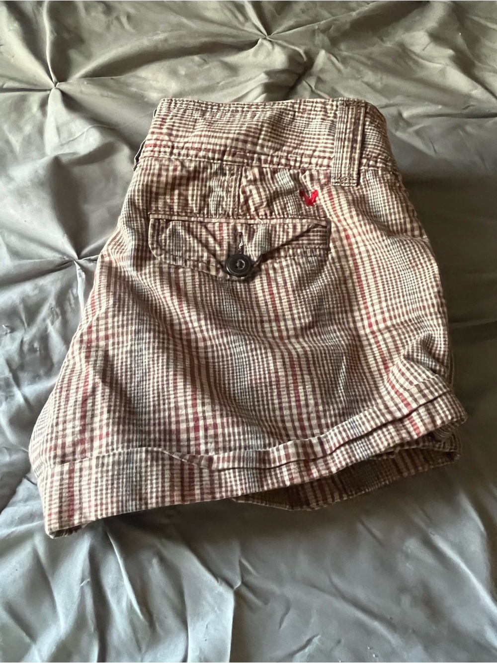 Plaid Cotton Blend Women's Skort in Tan & Red - Casual Everyday Wear